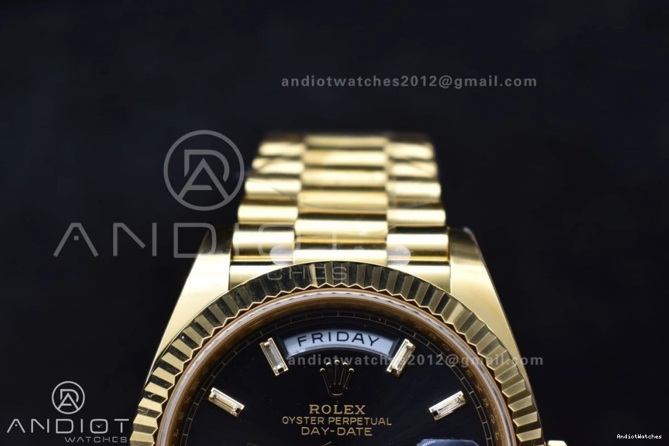 Soft 1:1 Date Bracelet ARF Weight) Crystal On President (Gain 656 Best YG Day Edition Black Dial 228238 VR3255 40 0228